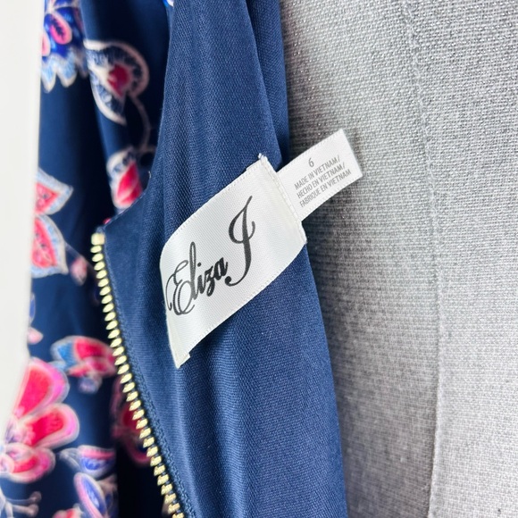 Eliza‎ J Navy Dress with Pink Floral Design - Picture 7 of 12